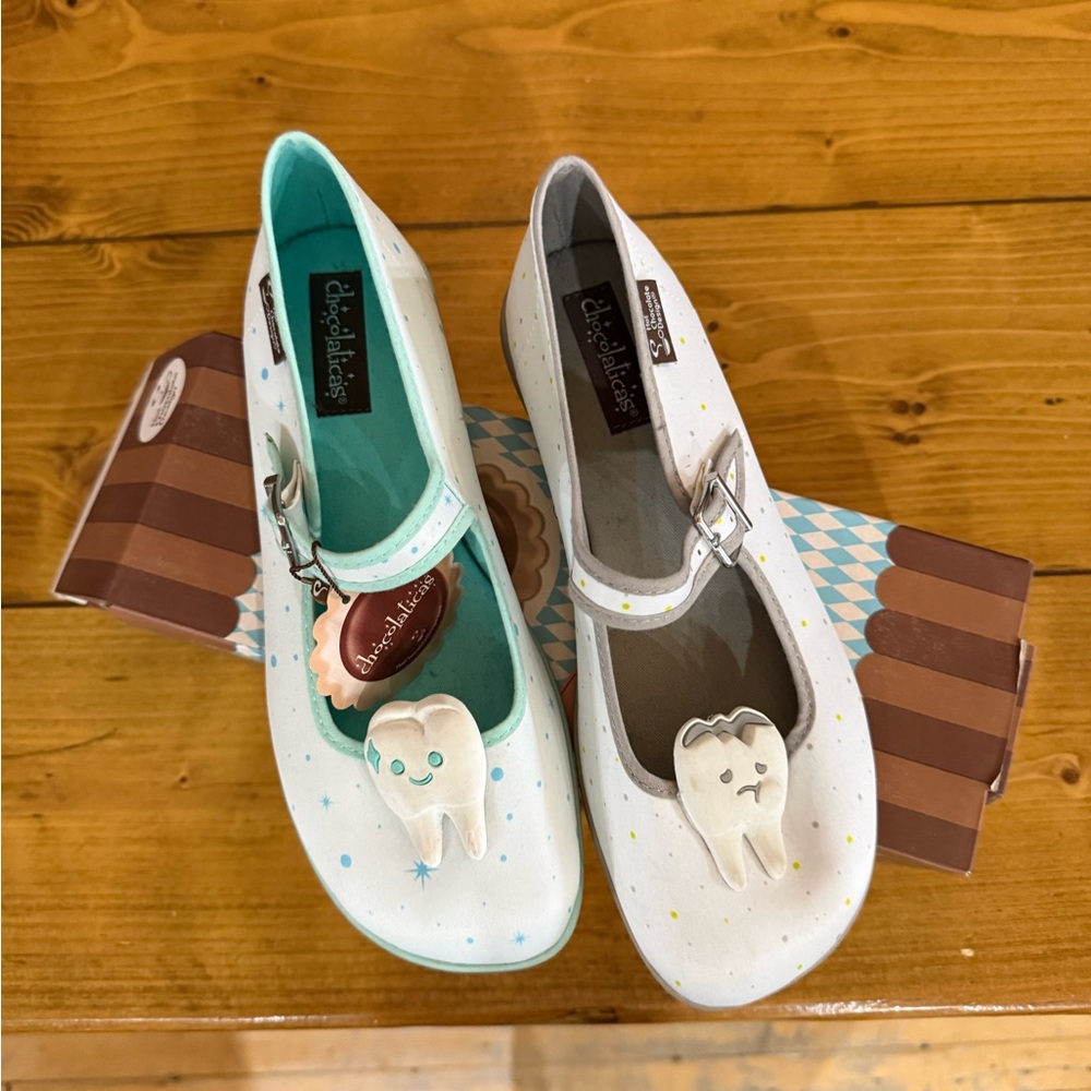 Hot Chocolate Shoes Mary Jane Flats with Dental Theme